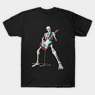 Skeleton Guitar Player, Playing Rock And Roll, Heavy Metal band T-Shirt T-Shirt